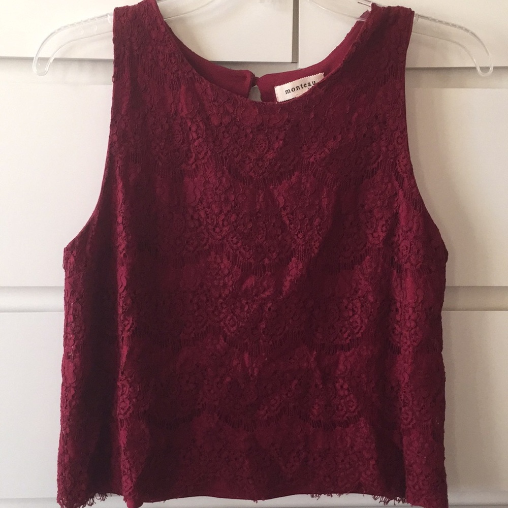 Burgundy/ Red Lace Sleeveless Top